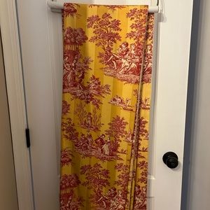 Custom made curtains. Red and yellow toile.